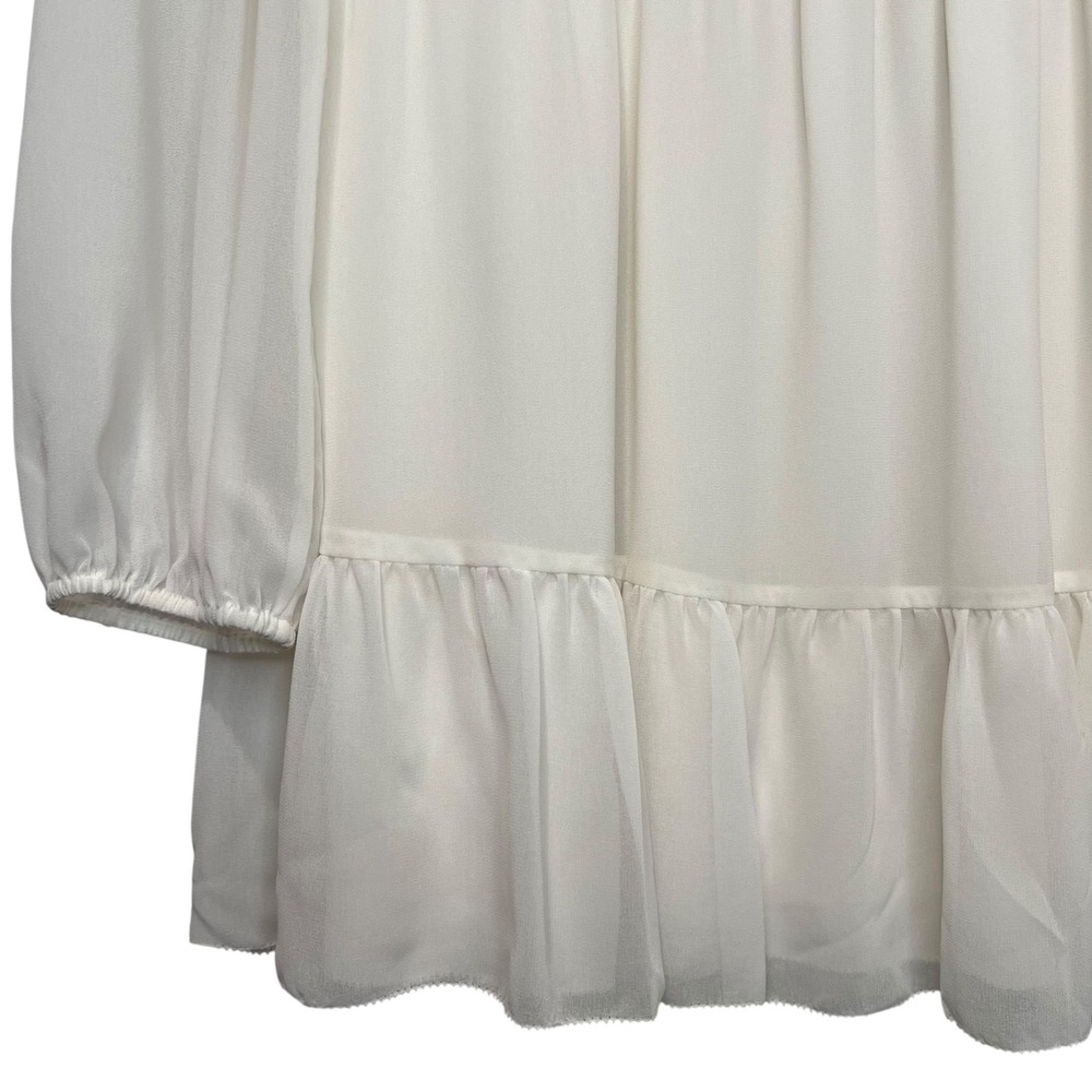 Aritzia Wilfred Tempest White Chiffon Long Sleeve Mini Dress XL Bridal Wedding - Picture 5 of 11